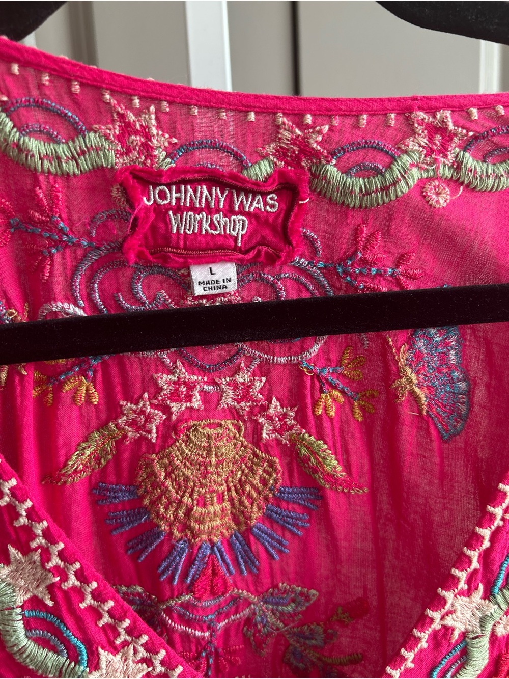 Johnny Was Teyros Embroidered Fuchsia Boho Tunic Dress Size Large L #121 - Picture 7 of 15
